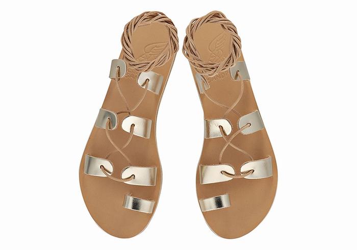 Sandale Gladiator Ancient Greek Sandals Alcyone Leather Dama Aurii Albi | JEF4551CT