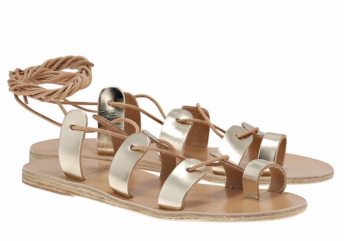 Sandale Gladiator Ancient Greek Sandals Alcyone Leather Dama Aurii Albi | JEF4551CT