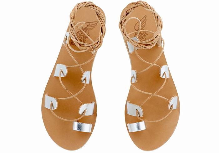 Sandale Gladiator Ancient Greek Sandals Alcyone Leather Dama Argintii | ABU6032FV