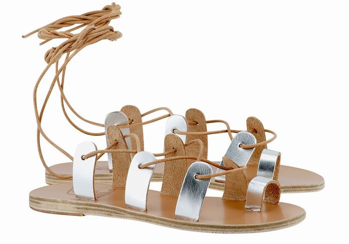 Sandale Gladiator Ancient Greek Sandals Alcyone Leather Dama Argintii | ABU6032FV