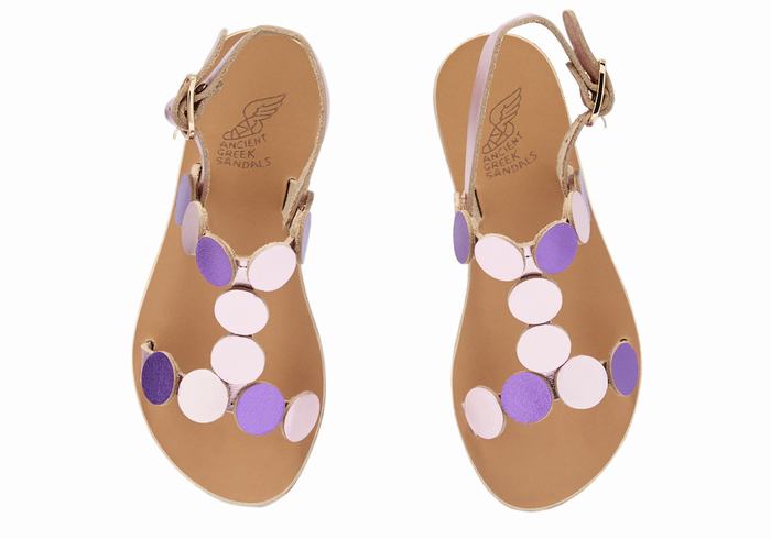 Sandale Plate Ancient Greek Sandals Little Uranos Soft Copii Roz Violet | FWX3013HP