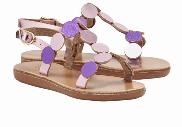 Sandale Plate Ancient Greek Sandals Little Uranos Soft Copii Roz Violet | FWX3013HP