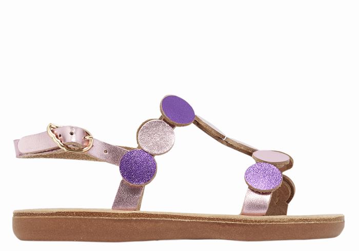 Sandale Plate Ancient Greek Sandals Little Uranos Soft Copii Roz Violet | FWX3013HP