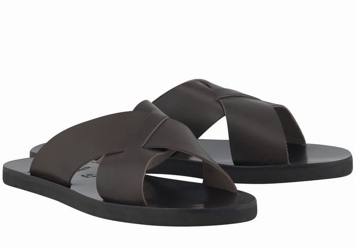 Sandale Slide Ancient Greek Sandals Bios Barbati Ciocolata | SUQ4675NG