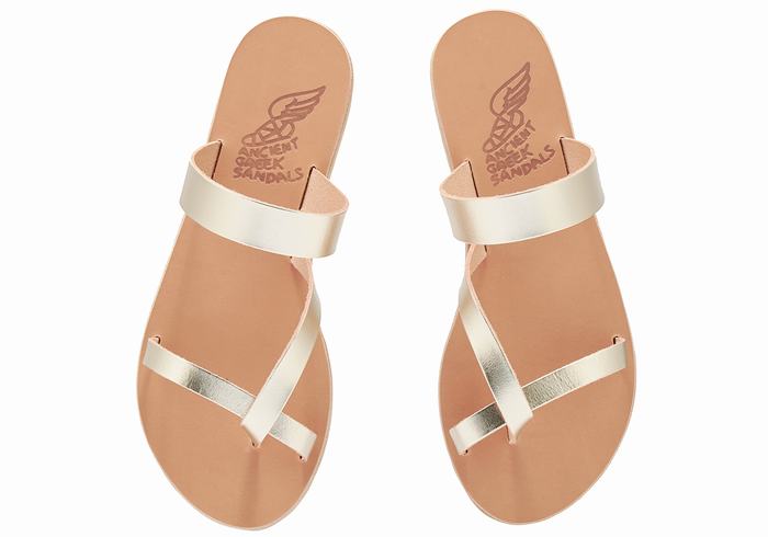 Sandale Slide Ancient Greek Sandals Daphnae Leather Dama Aurii Albi | XMM9793KI