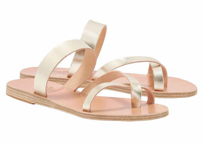 Sandale Slide Ancient Greek Sandals Daphnae Leather Dama Aurii Albi | XMM9793KI