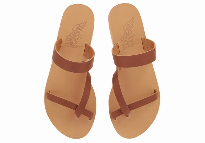 Sandale Slide Ancient Greek Sandals Daphnae Leather Dama Maro Inchis | BDX171XB