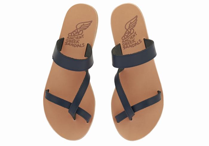 Sandale Slide Ancient Greek Sandals Daphnae Leather Dama Albastri Inchis | ZKR785AG