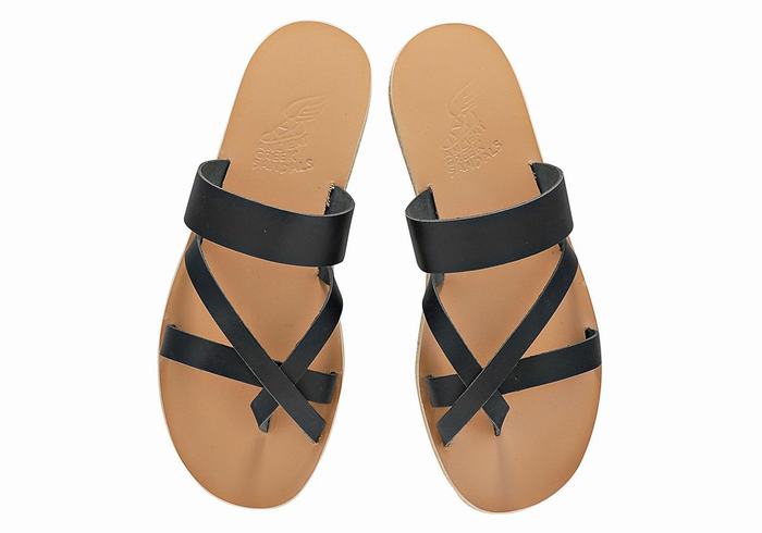 Sandale Slide Ancient Greek Sandals Jason Leather Barbati Albastri Inchis | HUA5544SU