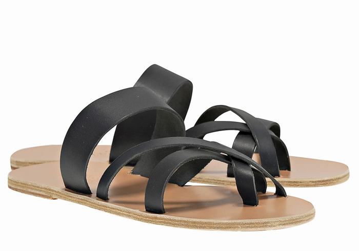 Sandale Slide Ancient Greek Sandals Jason Leather Barbati Albastri Inchis | HUA5544SU