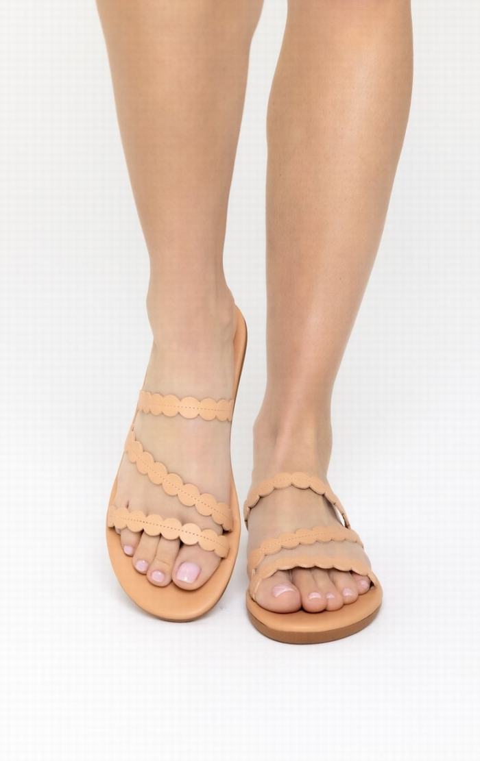 Sandale Slide Ancient Greek Sandals Oceanis Dama Bej | IXA5281FP