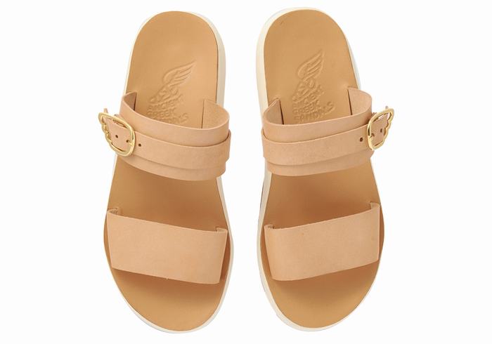 Sandale Slide Ancient Greek Sandals Preveza Comfort Dama Bej | YFK8316XM