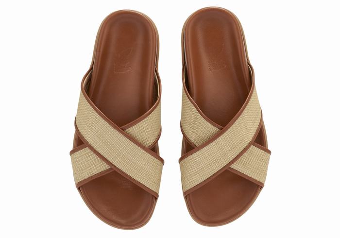 Sandale Slide Ancient Greek Sandals Thais Footbed Dama Bej Maro | UWY6467OJ