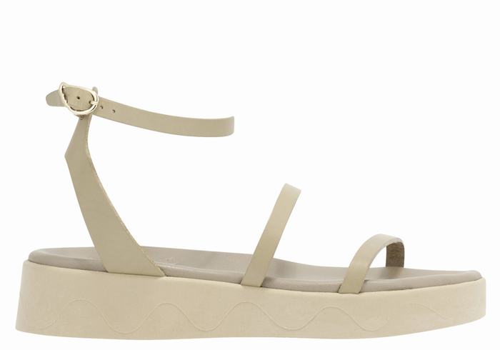 Sandale cu Platforma Ancient Greek Sandals Nissida Leather Dama Gri Maro | YBN5780MV