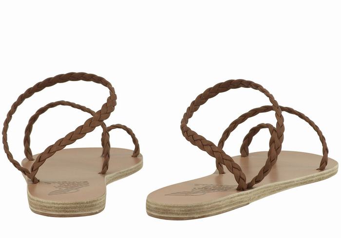 Sandale Împletite Ancient Greek Sandals Eleftheria Leather Dama Ciocolata | YBM7435UD