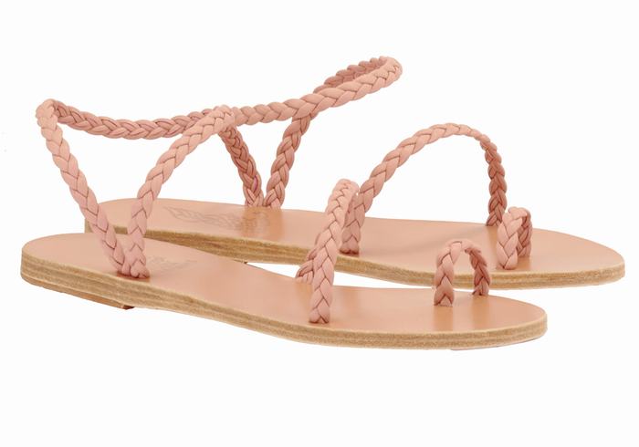 Sandale Împletite Ancient Greek Sandals Eleftheria Leather Dama Roz | MIM7477VX