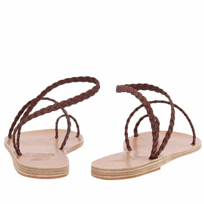 Sandale Împletite Ancient Greek Sandals Eleftheria Leather Dama Cafe | YLX9386RT