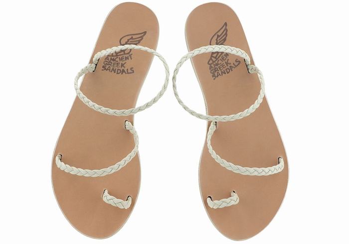 Sandale Împletite Ancient Greek Sandals Eleftheria Leather Dama Albi | LVF6873YS