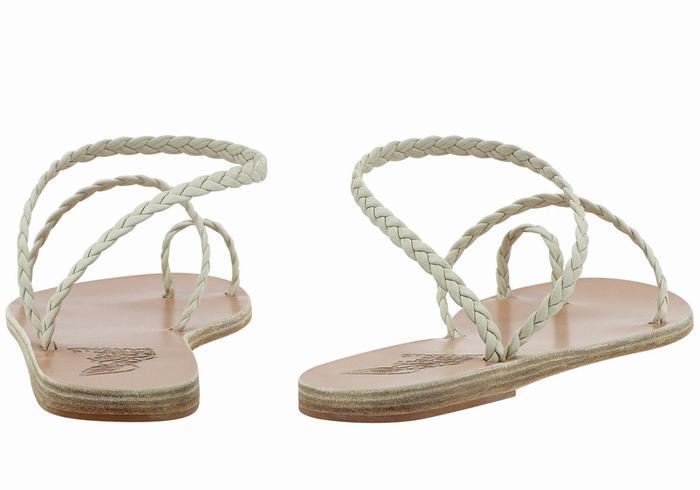 Sandale Împletite Ancient Greek Sandals Eleftheria Leather Dama Albi | LVF6873YS