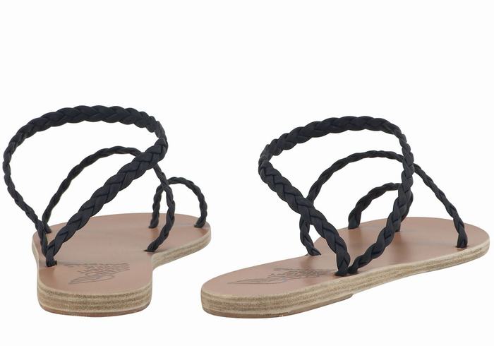 Sandale Împletite Ancient Greek Sandals Eleftheria Leather Dama Albastri Inchis | MUQ3634AP