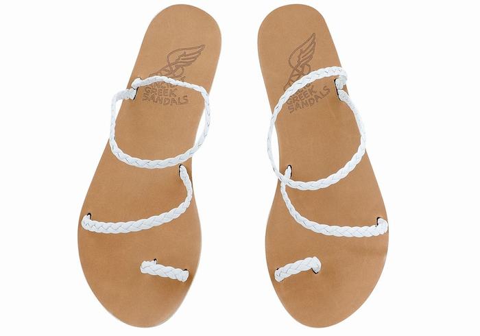 Sandale Împletite Ancient Greek Sandals Eleftheria Leather Dama Albi | FJL444VJ