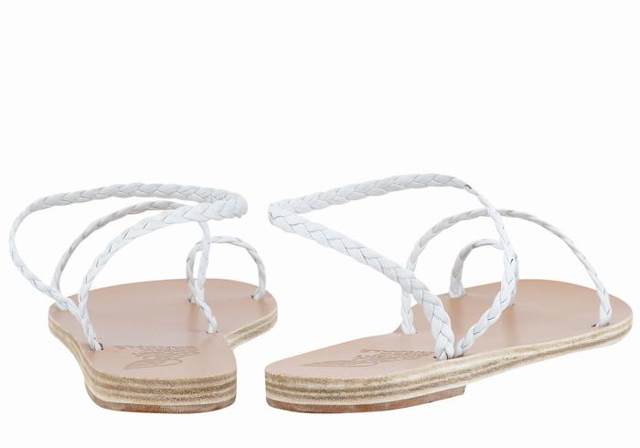 Sandale Împletite Ancient Greek Sandals Eleftheria Leather Dama Albi | FJL444VJ