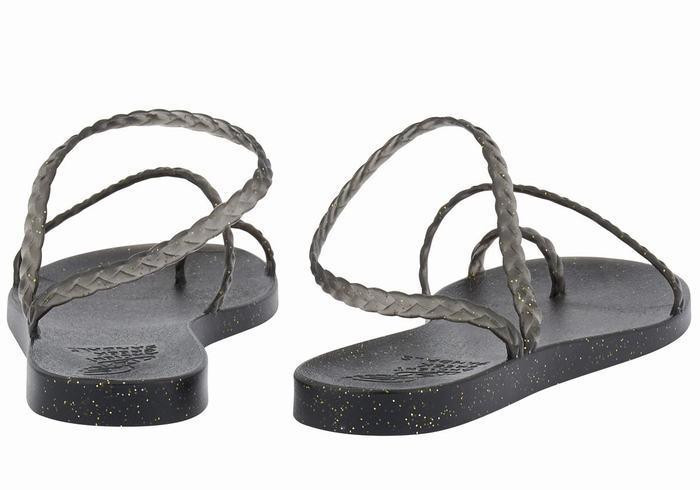 Sandale Împletite Ancient Greek Sandals Eleftheria Dama Negrii Aurii | MIO489BV