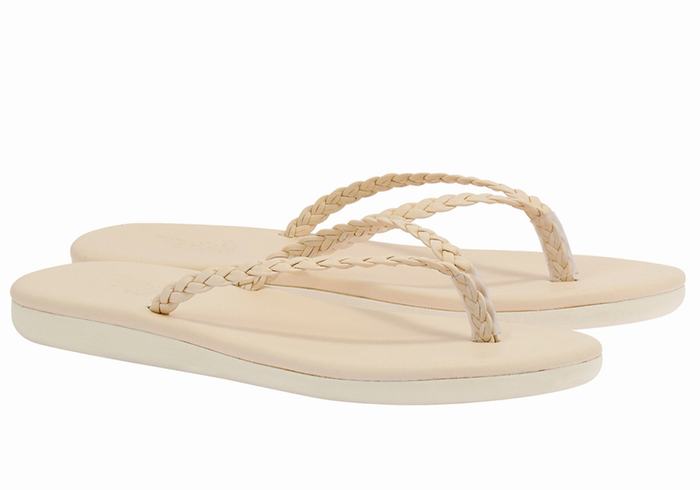 Sandale Împletite Ancient Greek Sandals Plage Flip Flop Dama Albi | CJB602NS