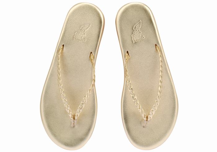 Sandale Împletite Ancient Greek Sandals Plage Flip Flop Dama Aurii Albi | JLM5763EL