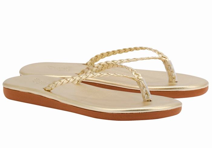 Sandale Împletite Ancient Greek Sandals Plage Flip Flop Dama Aurii Albi | JLM5763EL