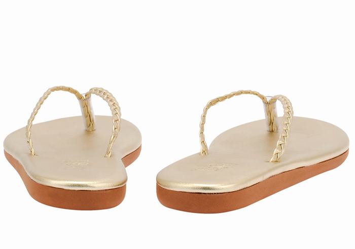 Sandale Împletite Ancient Greek Sandals Plage Flip Flop Dama Aurii Albi | JLM5763EL