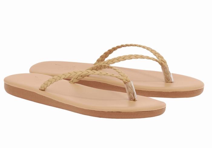 Sandale Împletite Ancient Greek Sandals Plage Flip Flop Dama Bej | MWB8216RT